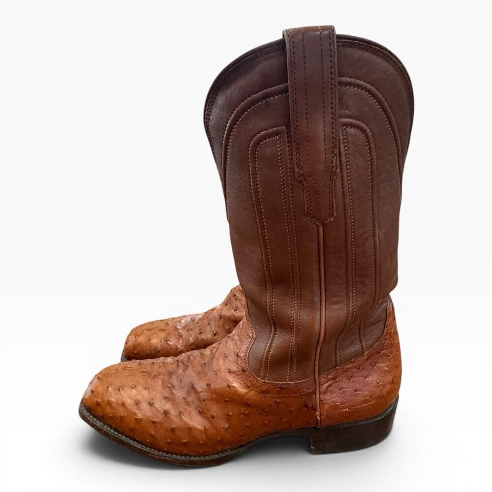 Tecovas The Wyatt Ostrich Western Boots Brown Cowboy Outdoor Men’s Size 12D